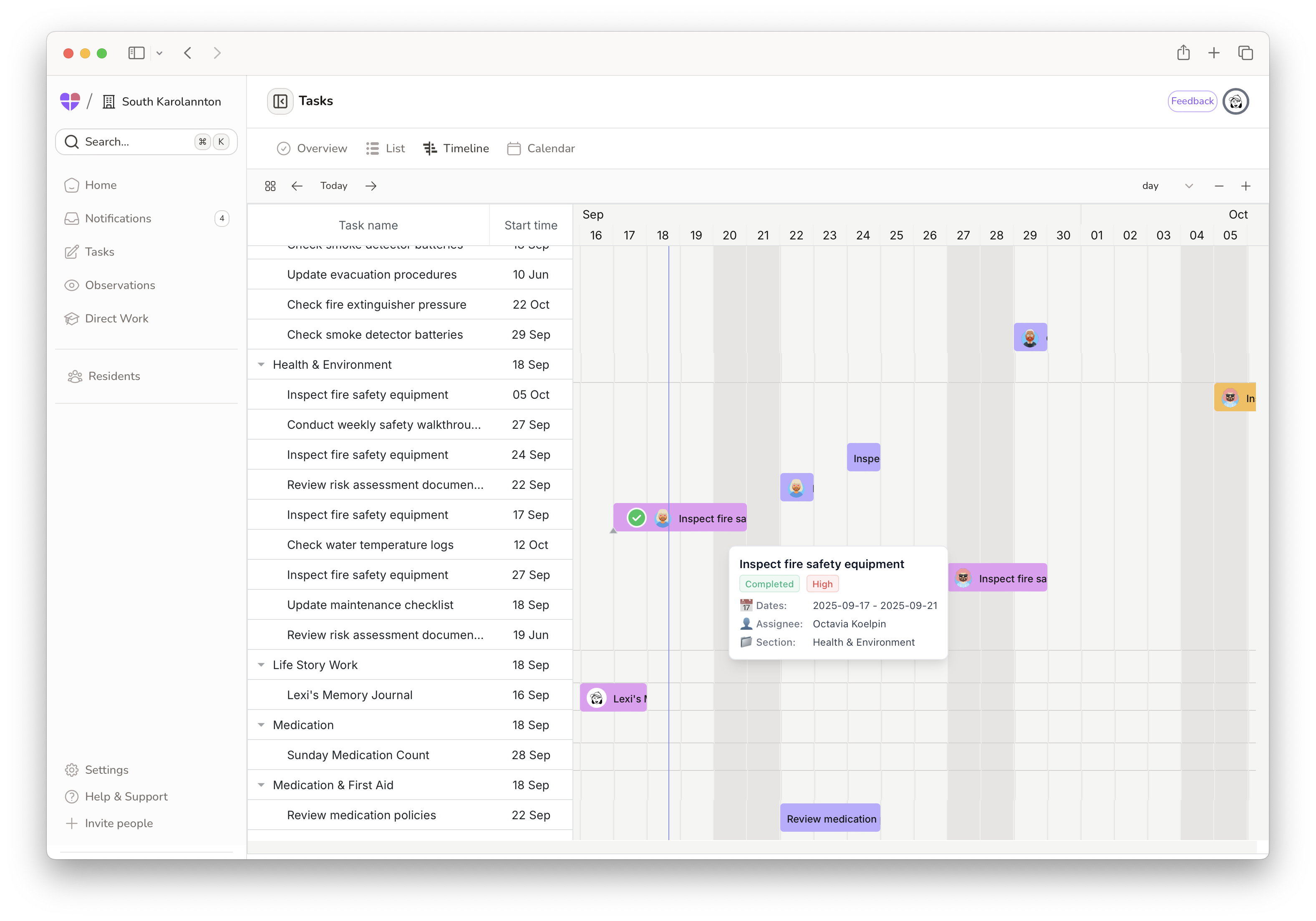 Timeline View for Task Planning